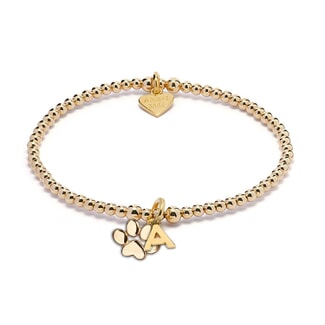 Anna Bella Gold Plated Charm Bracelet - Paw & Initial