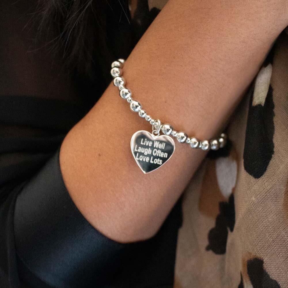 Orchid Silver Charm Bracelet - Live Well, Laugh Often