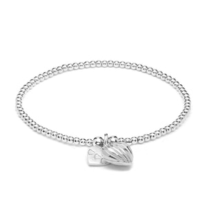 Santeenie Silver Charm Bracelet - Lined Heart