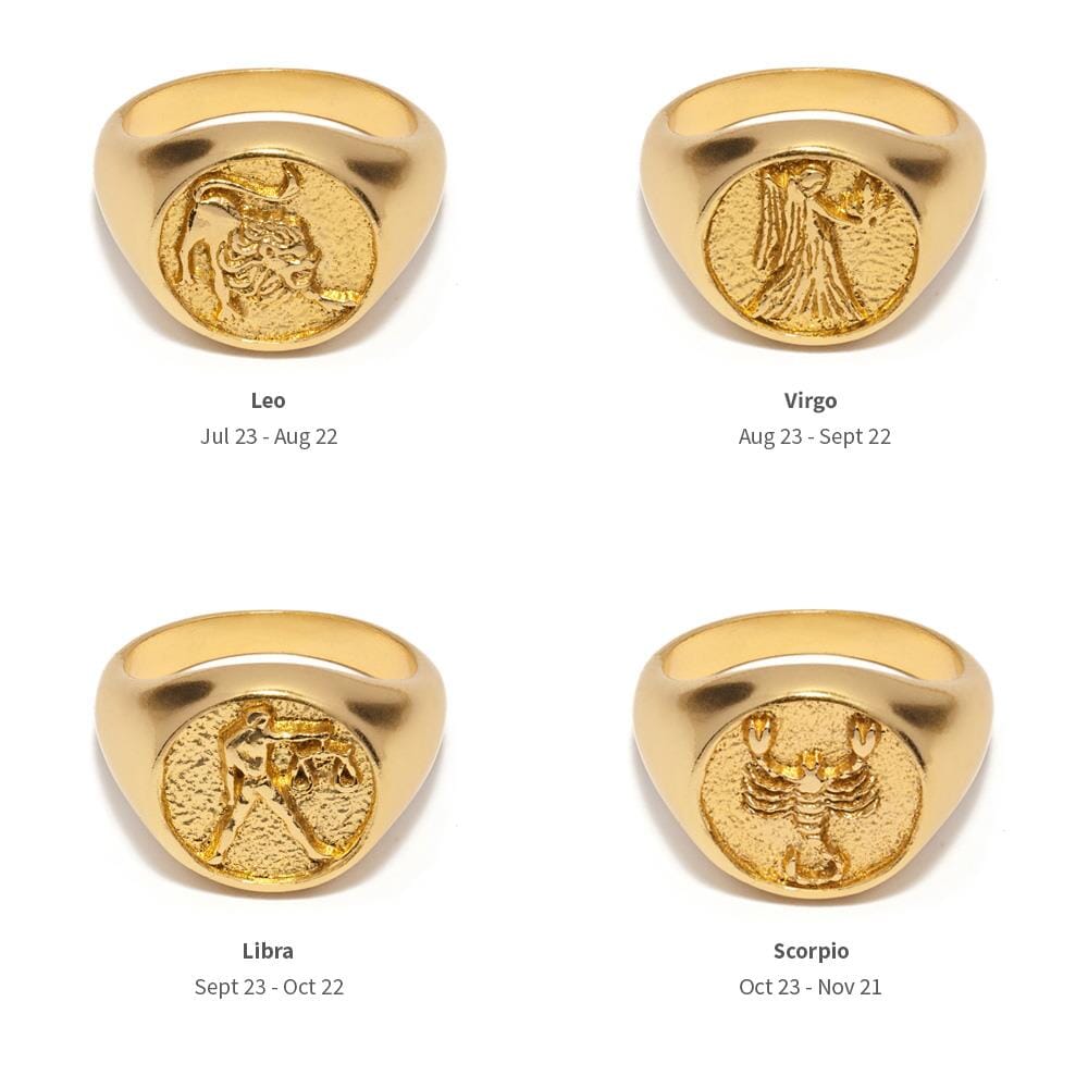 NU & MII Zodiac Signet Gold Ring