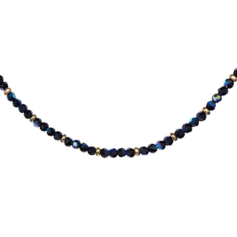 Mini Blisski Gold Plated Necklace - Black Crystal