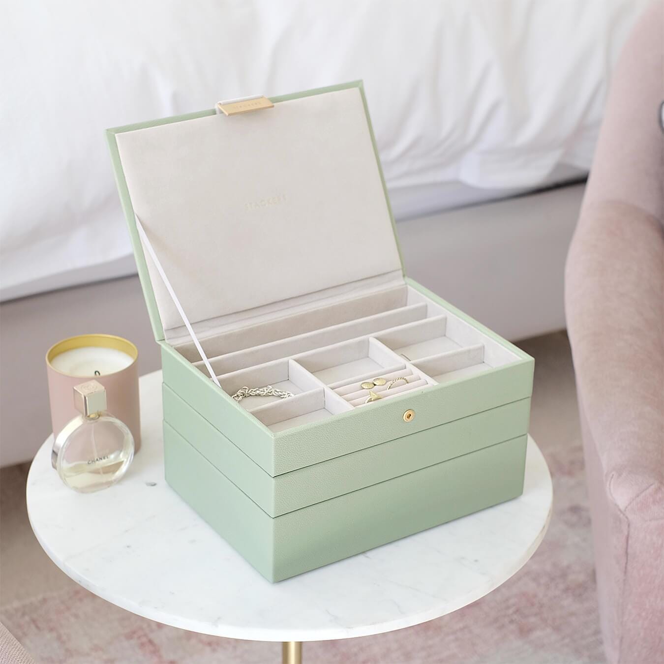 Stackers Sage Green Classic Set of 3 Jewellery Box