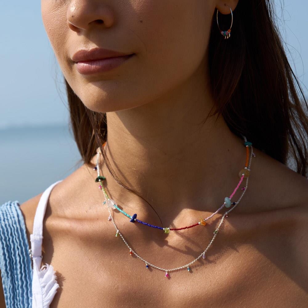Multi Gem Silver Necklace