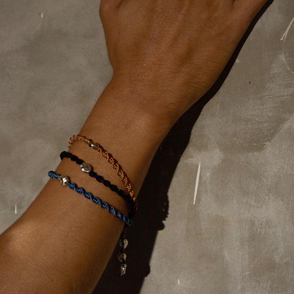 42 Men's Nugget Friendship Silver Bracelet - Tan
