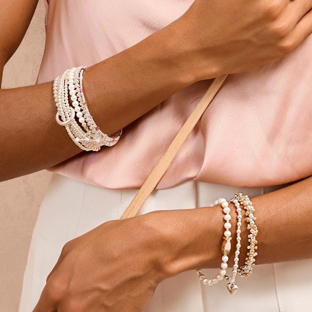 Pisces Fish Pink Pearl Bracelet - Mixed Metals