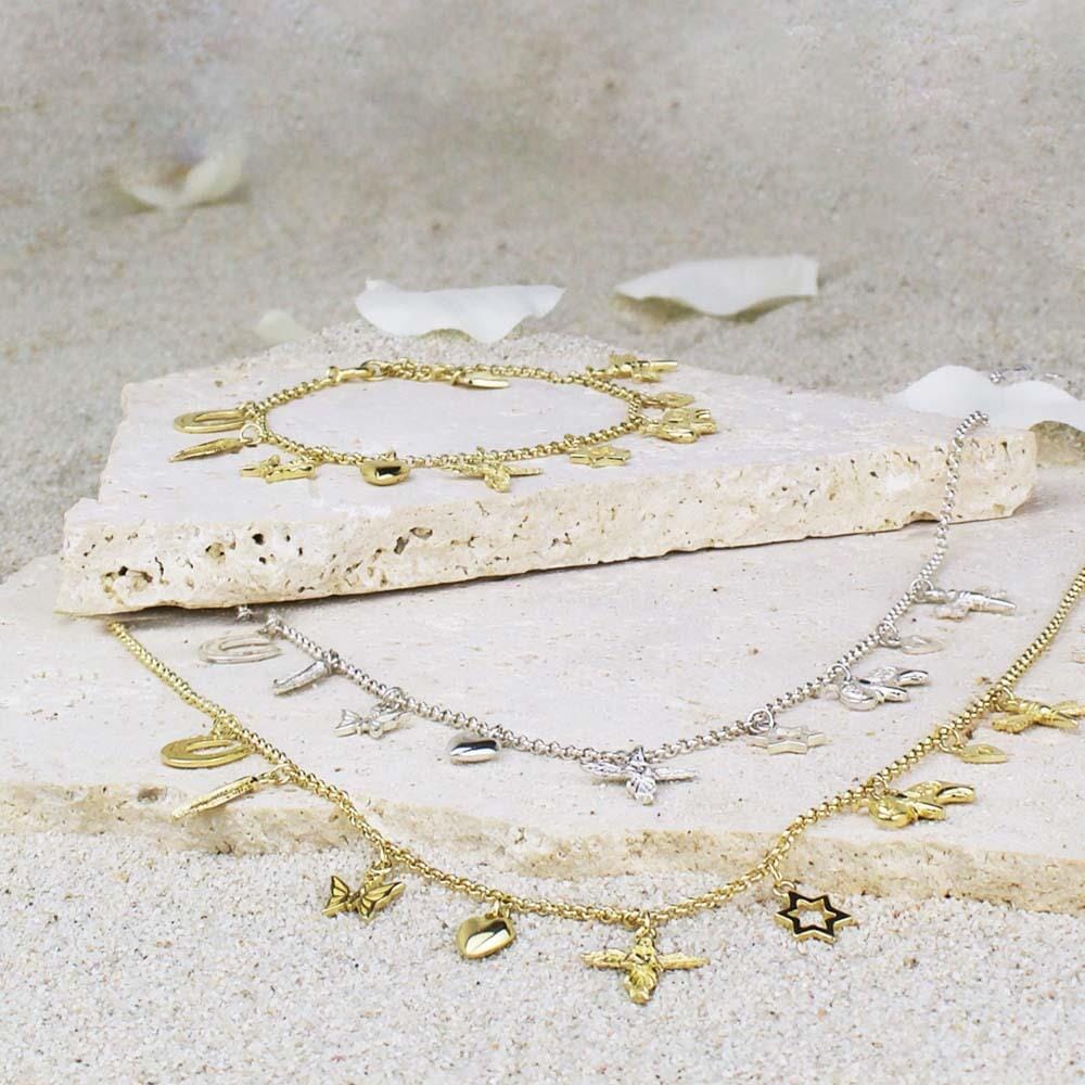 Outlet Multi Charm Gold Bracelet