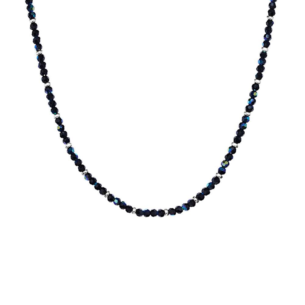 Mini Blisski Silver Necklace - Black Crystal