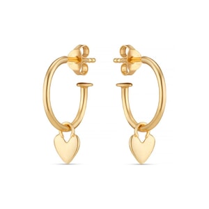 Weeny Heart Gold Plated Hoop Earrings