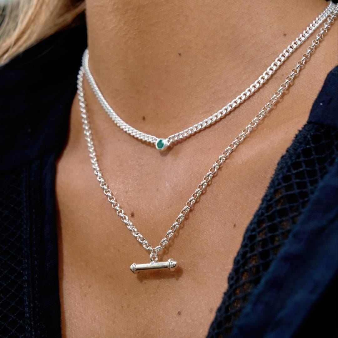 NU & MII Limelight Bar Silver Chain Necklace
