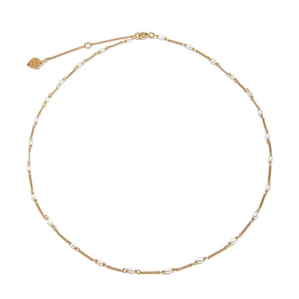 Dainty Gold Plated Necklace - Pearl