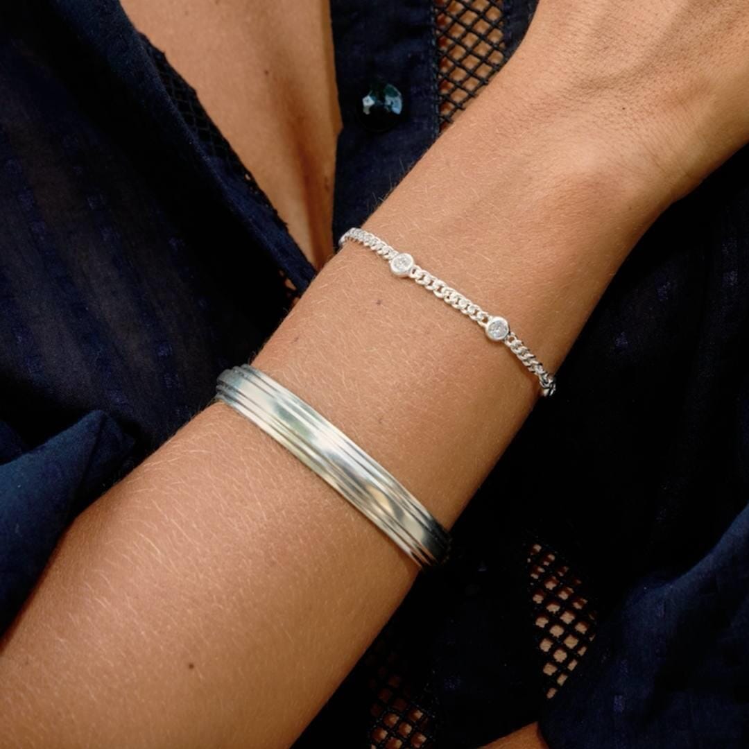 Outlet NU & MII Manhattan Silver Bracelet - Clear Crystal
