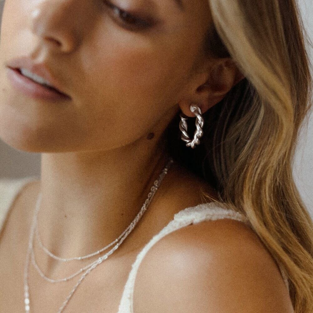 Outlet NU & MII Havana Twist Hoop Silver Earrings
