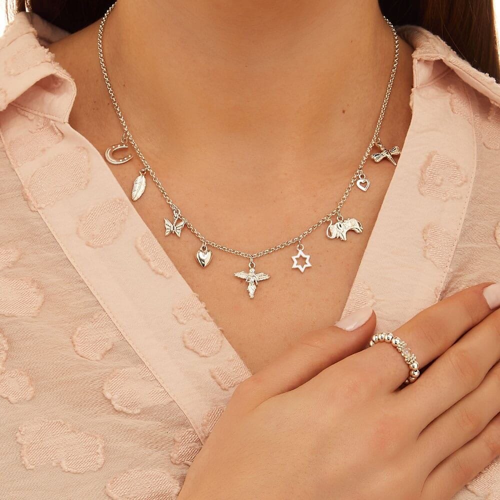 Outlet Multi Charm Silver Necklace