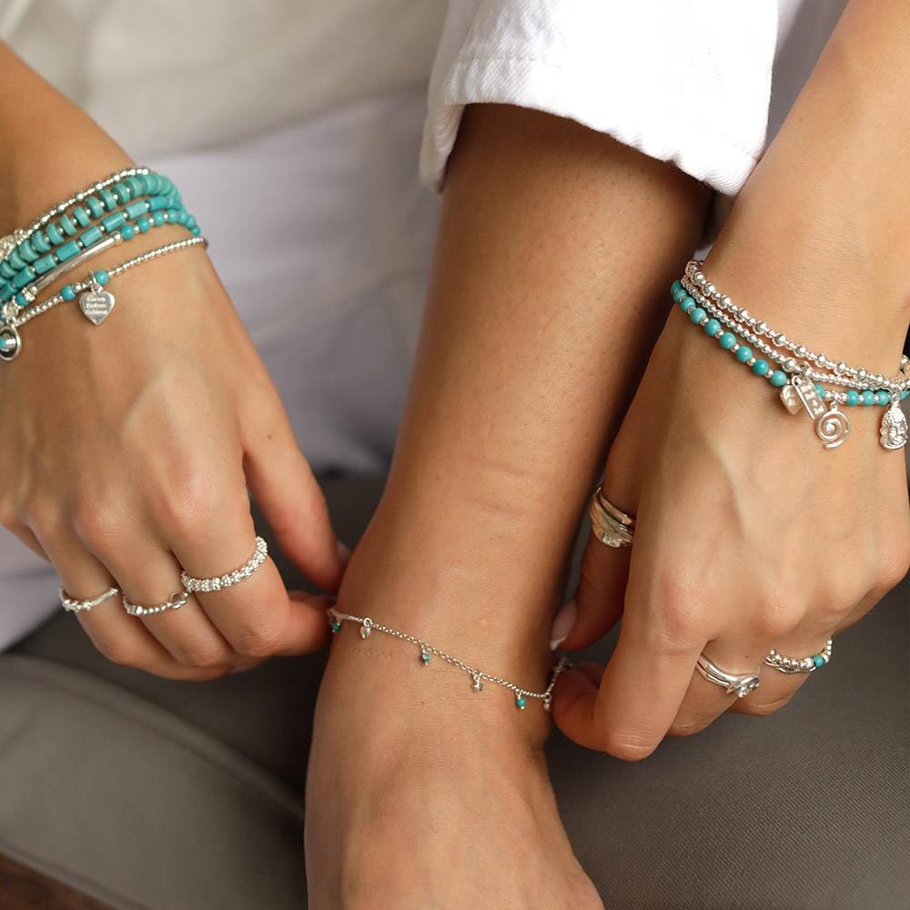 Outlet Turquoise Hearts and Stars Silver Anklet
