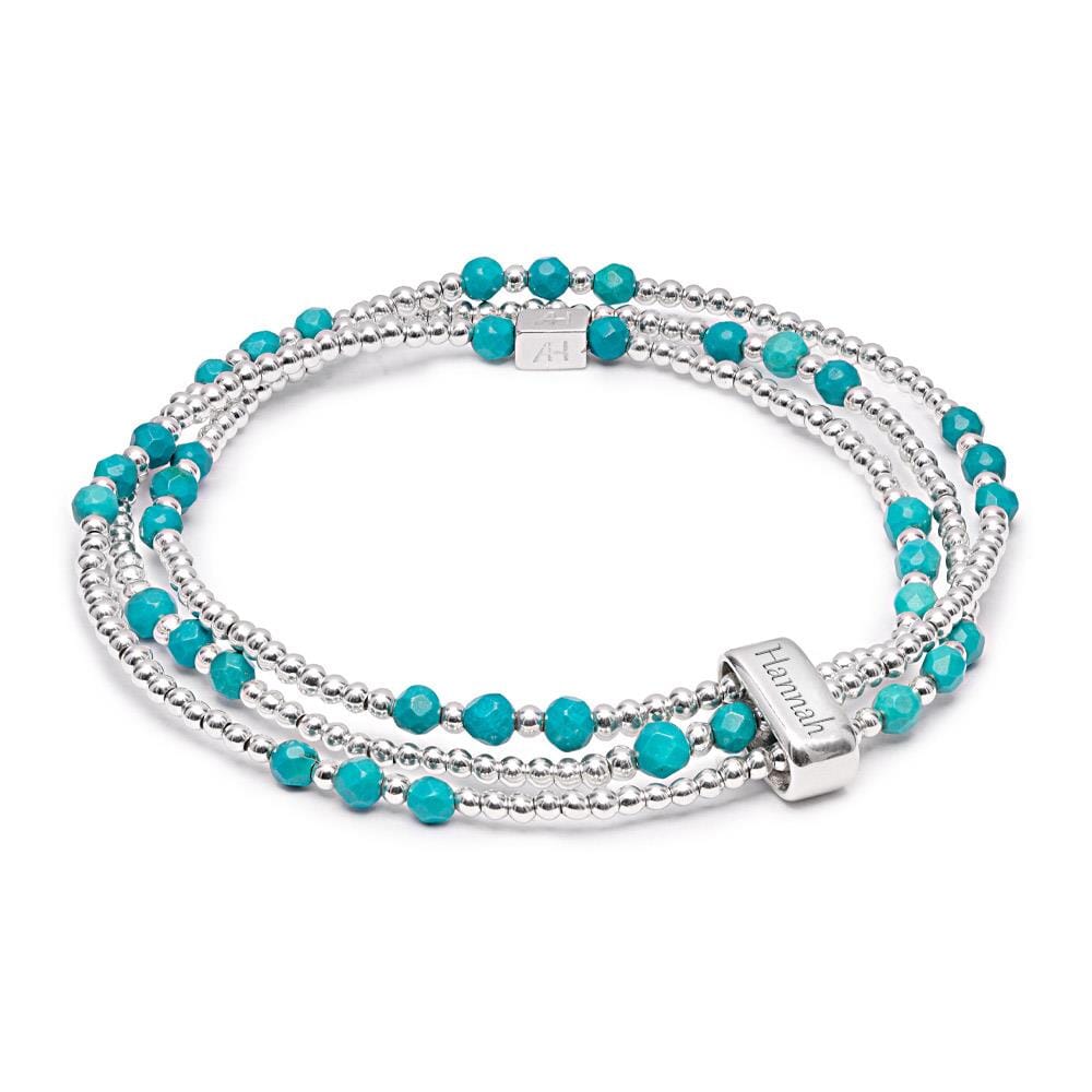 Personalised Looped Silver Bracelet - Turquoise