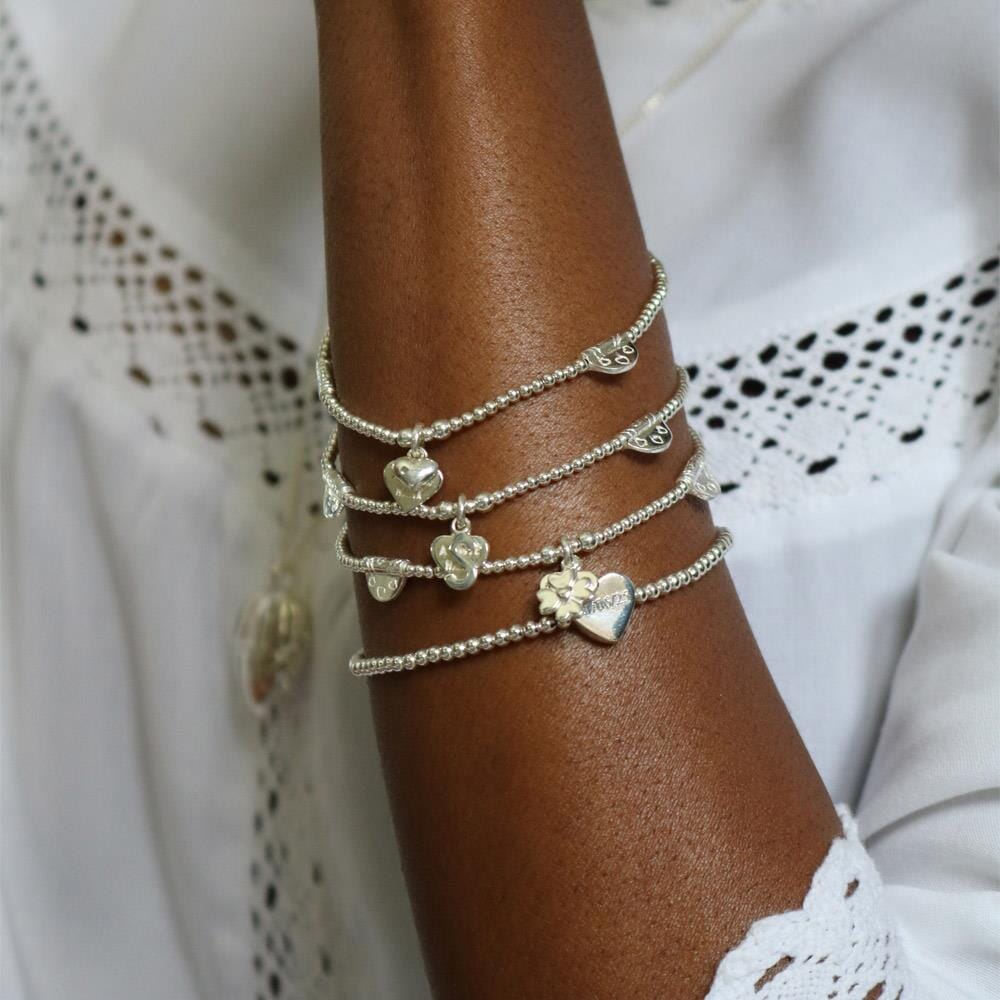 Lulu Silver Charm Bracelet - Four Heart Clover