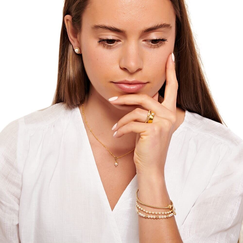 The Empress Pearl Set - Gold Necklace & Earrings