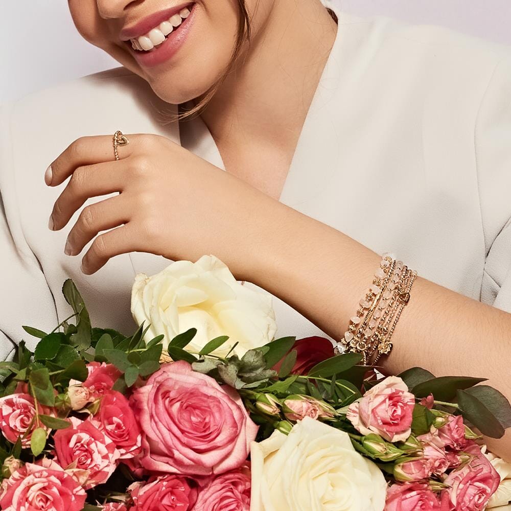 Fiore Gold Plated Charm Bracelet - Flower Cup