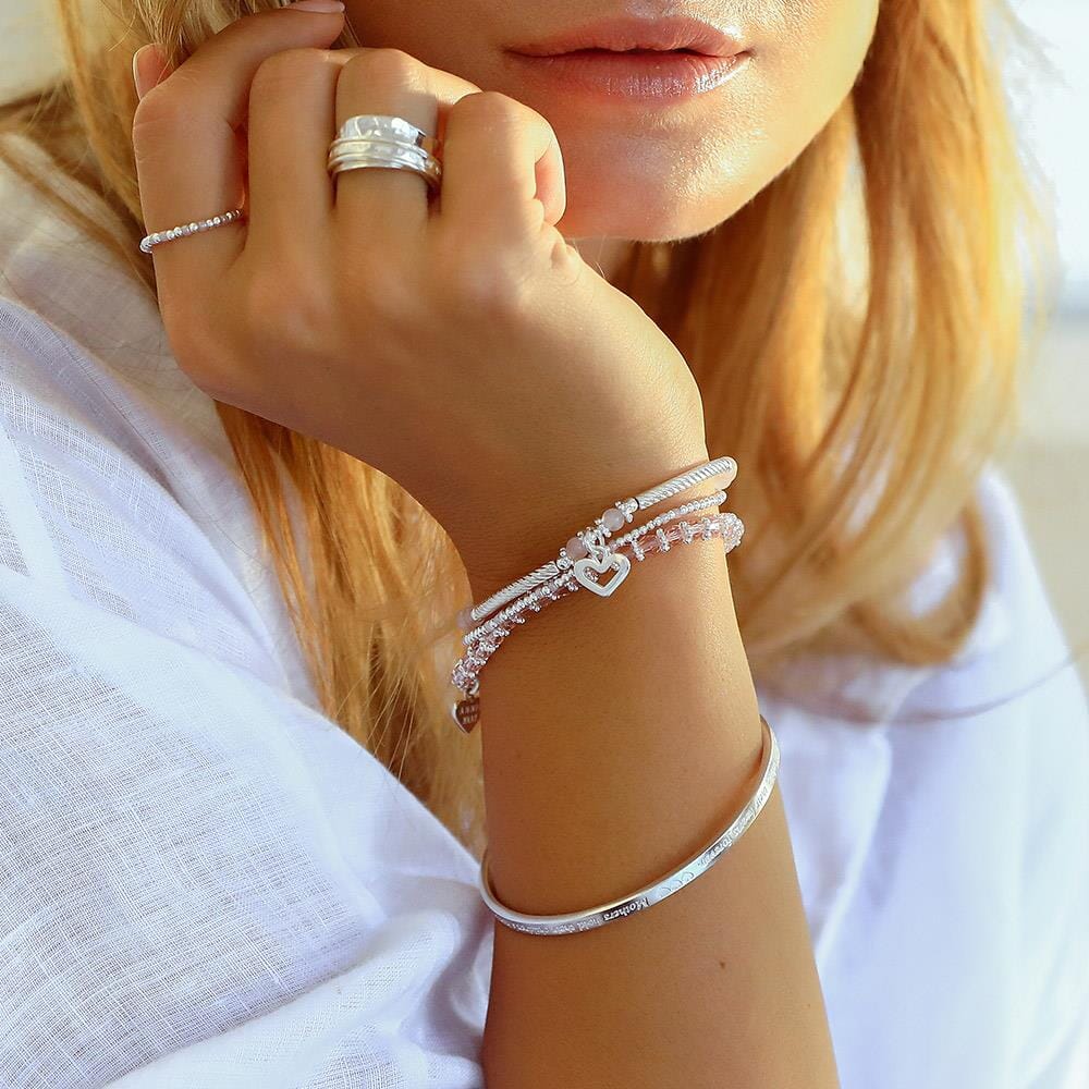 Mothers Hold Motto Silver Bangle