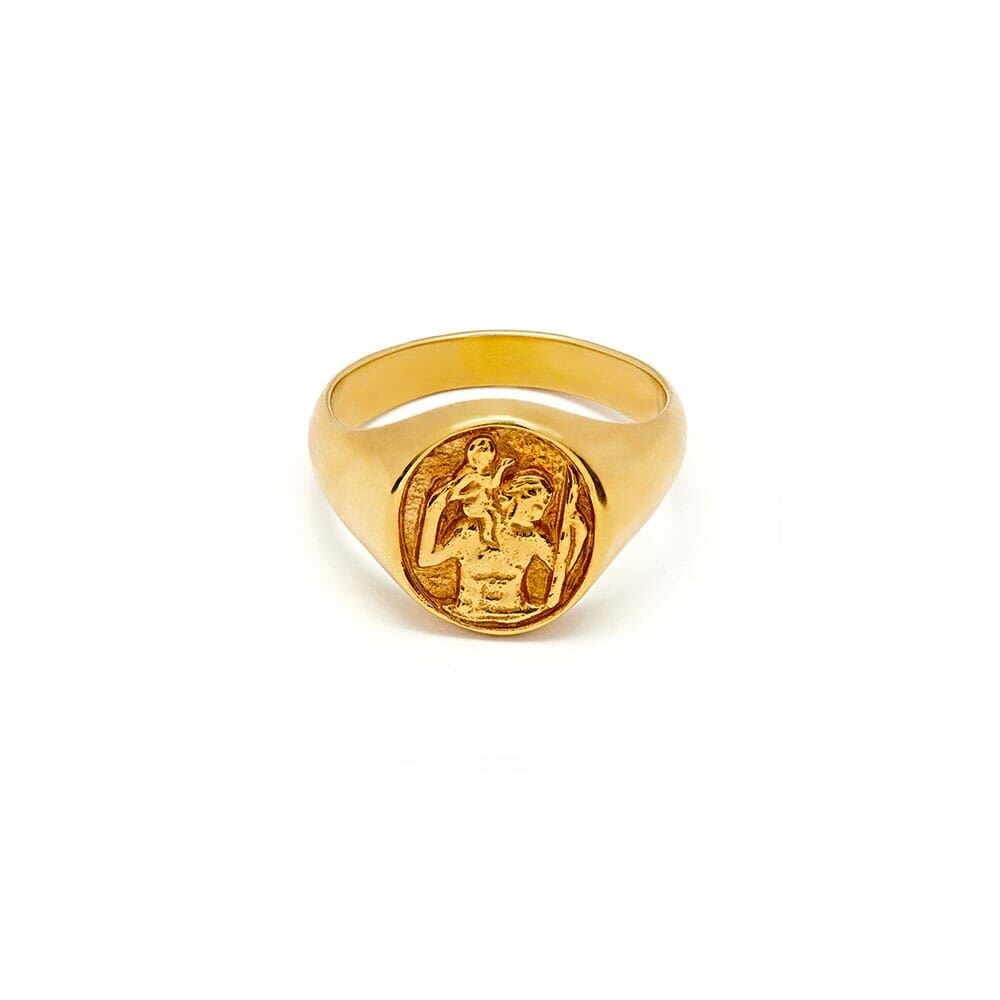 NU MII St Christopher Gold Plated Ring