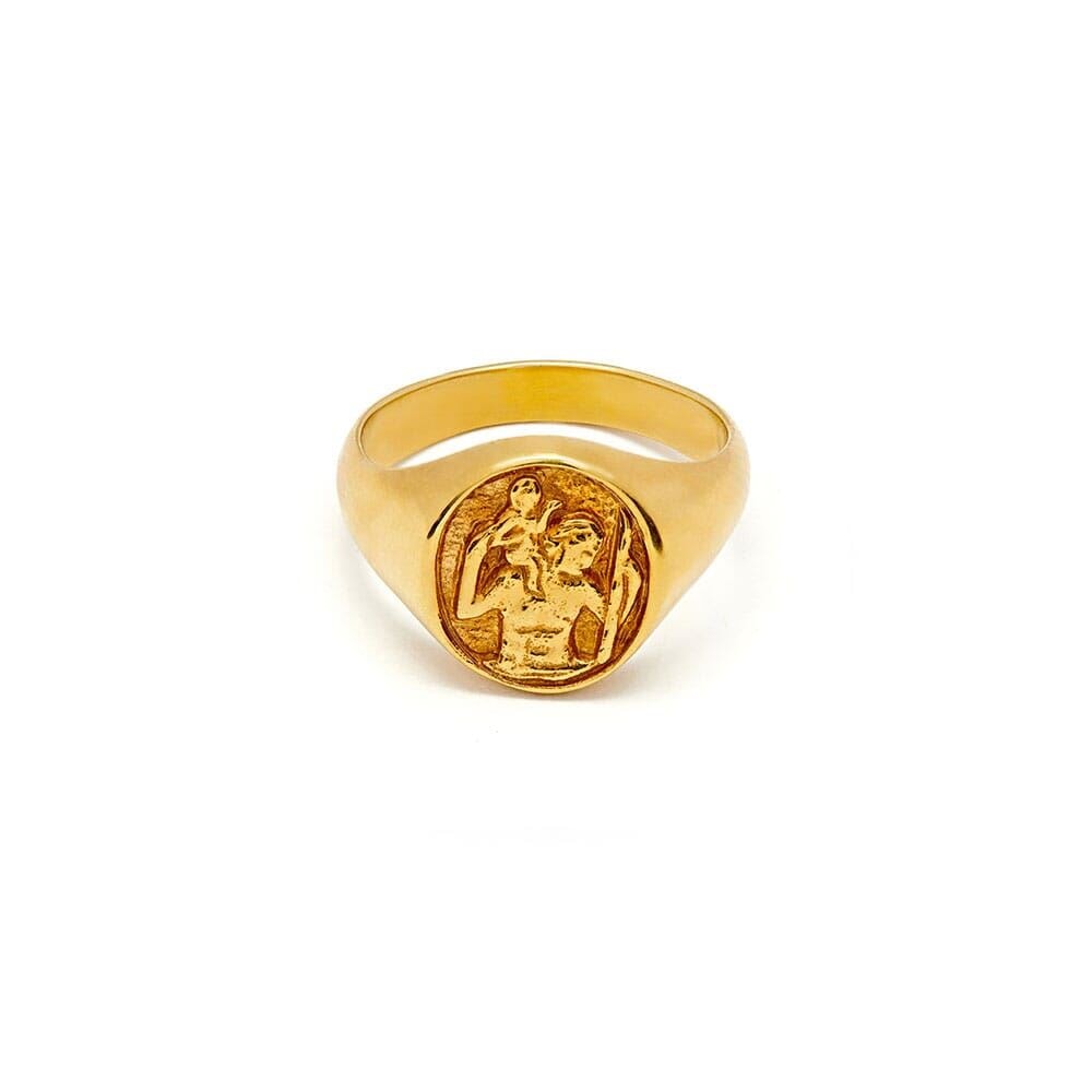 NU & MII St Christopher Gold Plated Ring