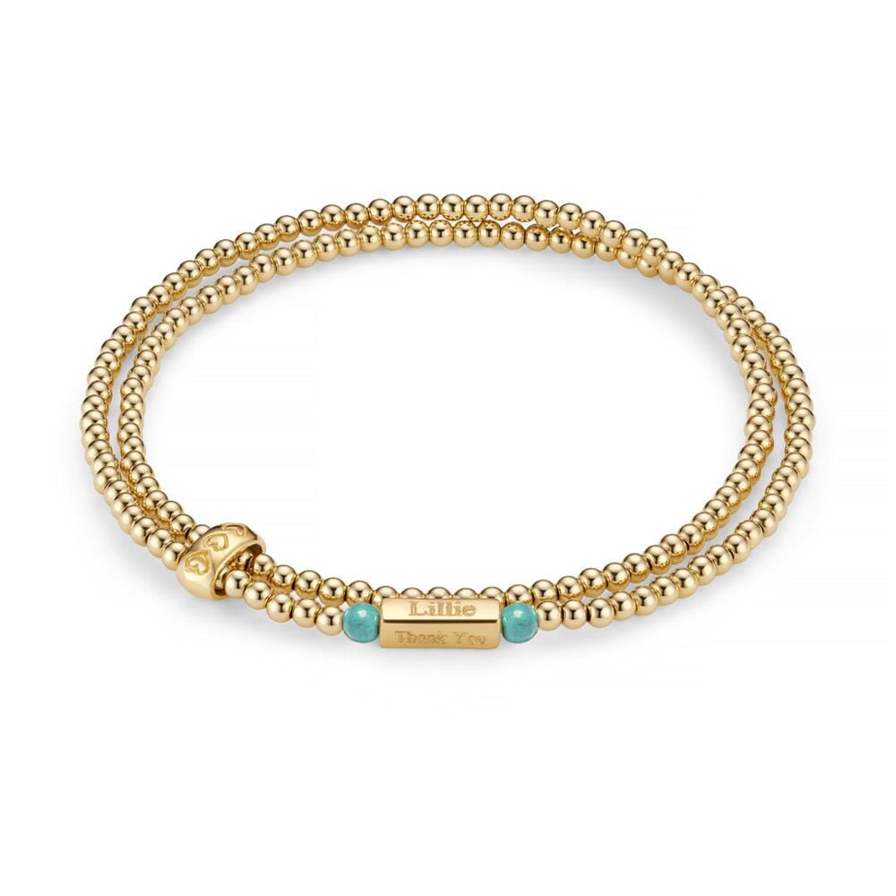 Phoebe Looped Personalised Gold Plated Bracelet - Turquoise