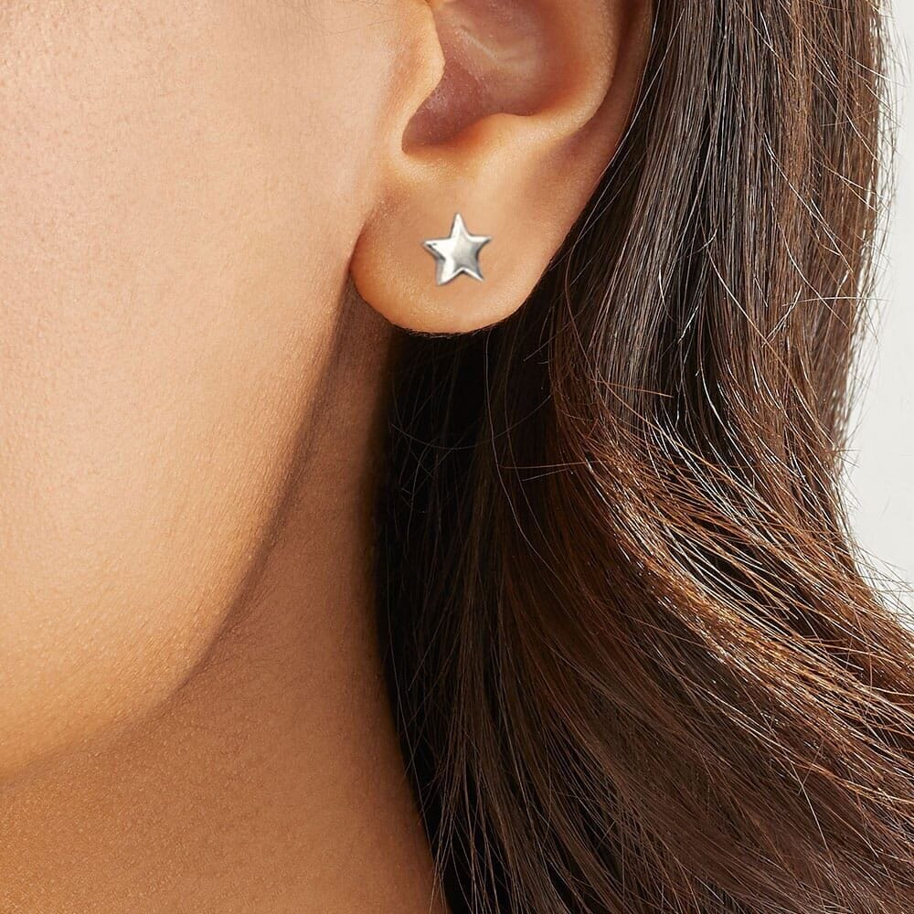 Boxed Star Silver Stud Earrings