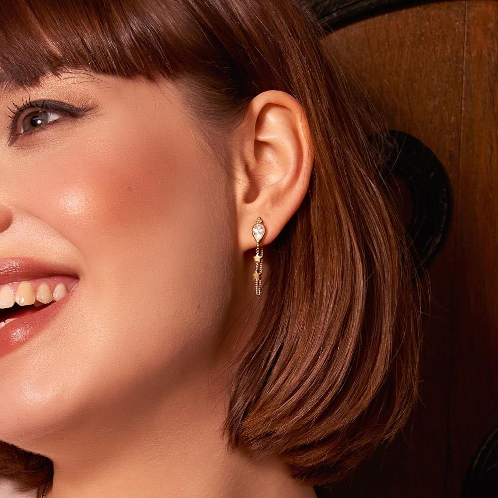 Vintage Crystal Star Gold Plated Earrings