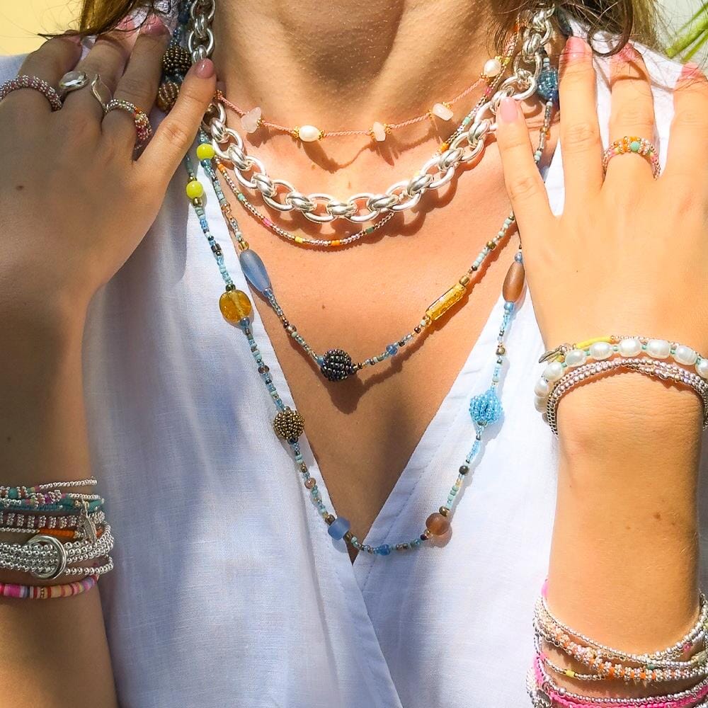 Beaded Long Necklace - Choice of Colour
