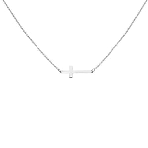 NU & MII Sideways Cross Silver Necklace