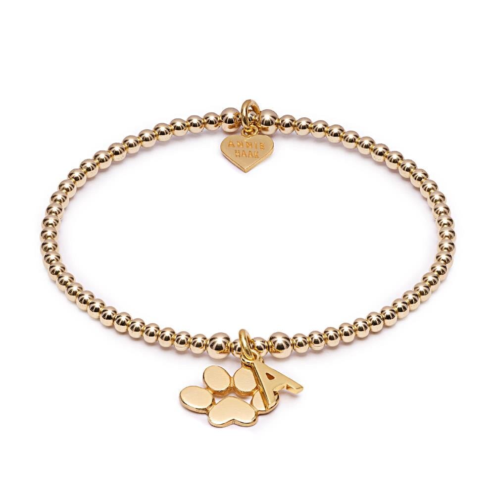 Anna Bella Gold Plated Charm Bracelet - Paw & Initial