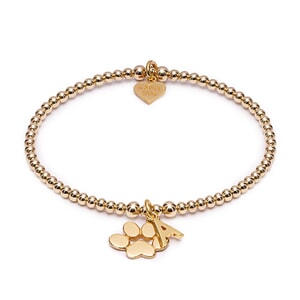Anna Bella Gold Plated Charm Bracelet - Paw & Initial