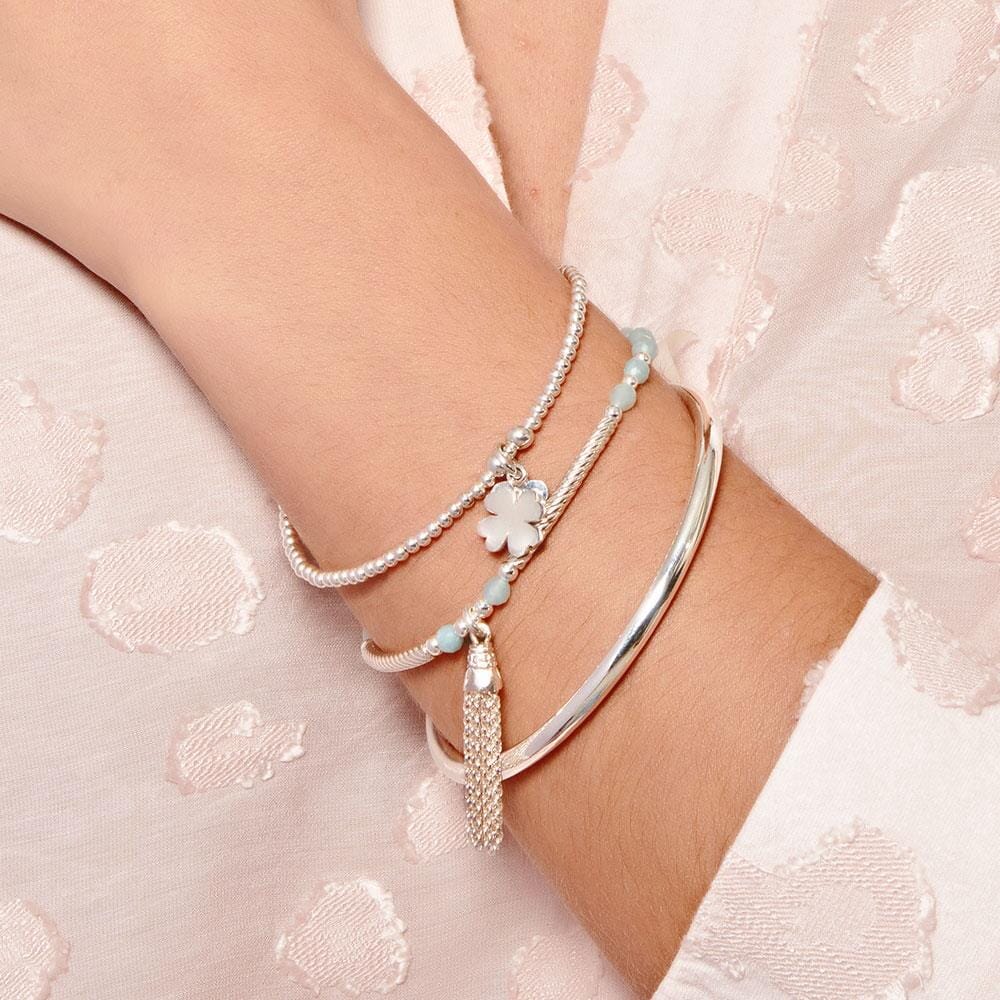 Santeenie Silver Charm Bracelet - Four Heart Clover