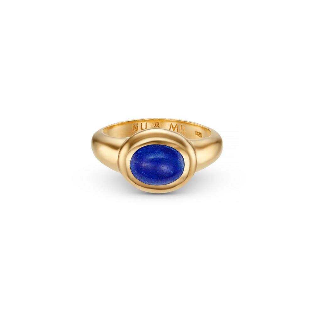NU & MII Santorini Lapis Oval Gold Plated  Ring