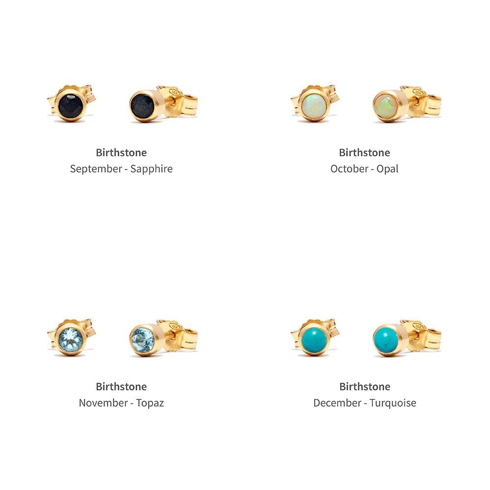 Zodiac Gold Plated Stud Earrings - Birthstone