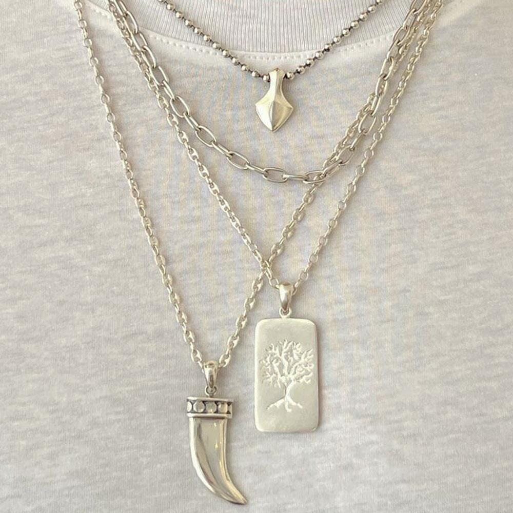 42 Men's Spear Head Silver Necklace