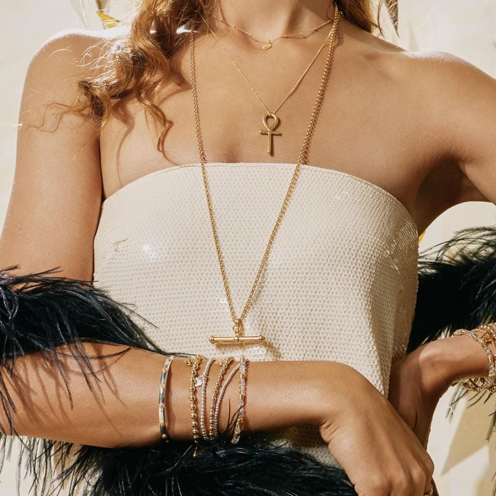 Outlet Solid Bar Gold Plated Necklace - Moonstone