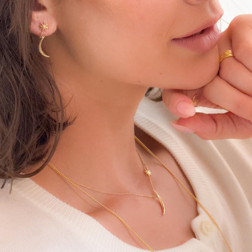 Luna Star Gold Plated Stud Earrings