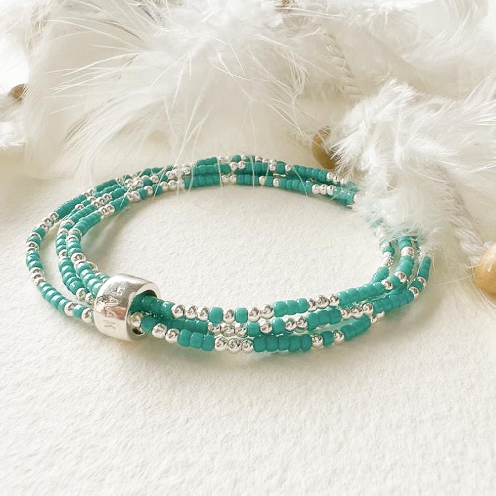 Turquoise Spiritual Looped Silver Bracelet