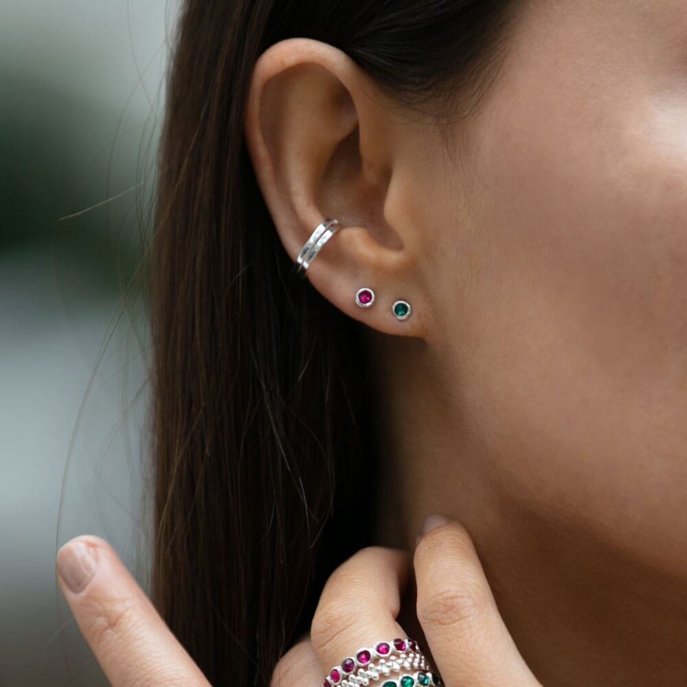 NU & MII Anya Emerald Stud Silver Earrings