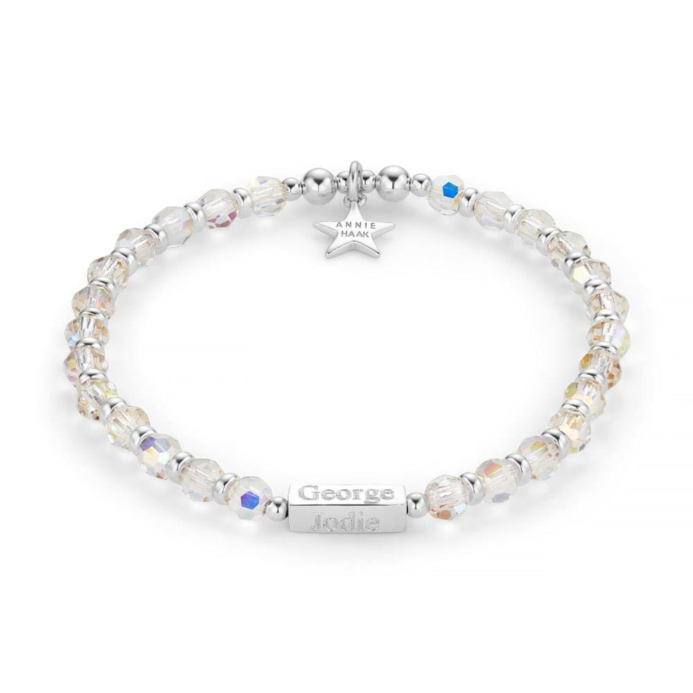 Personalised Lustre Silver Charm Bracelet - Clear Crystal