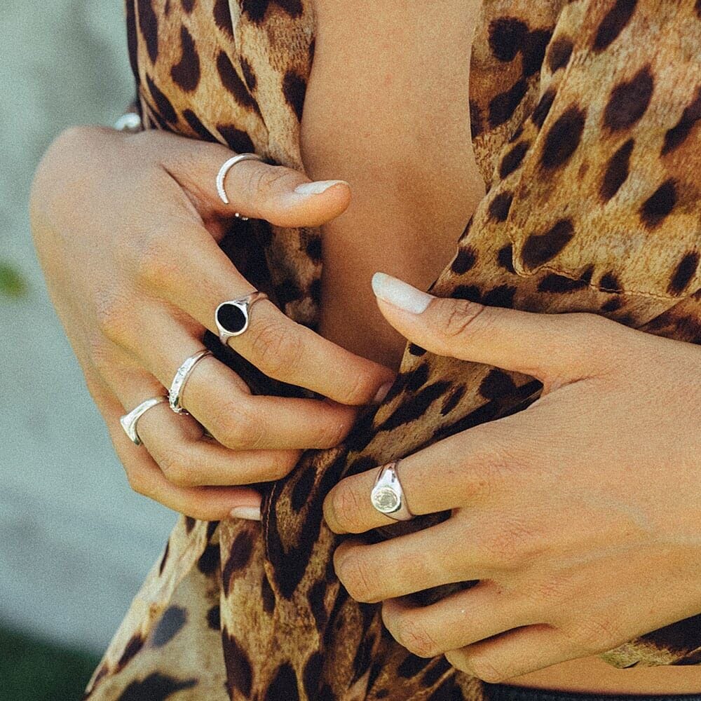 NU & MII Black Signet Silver Ring