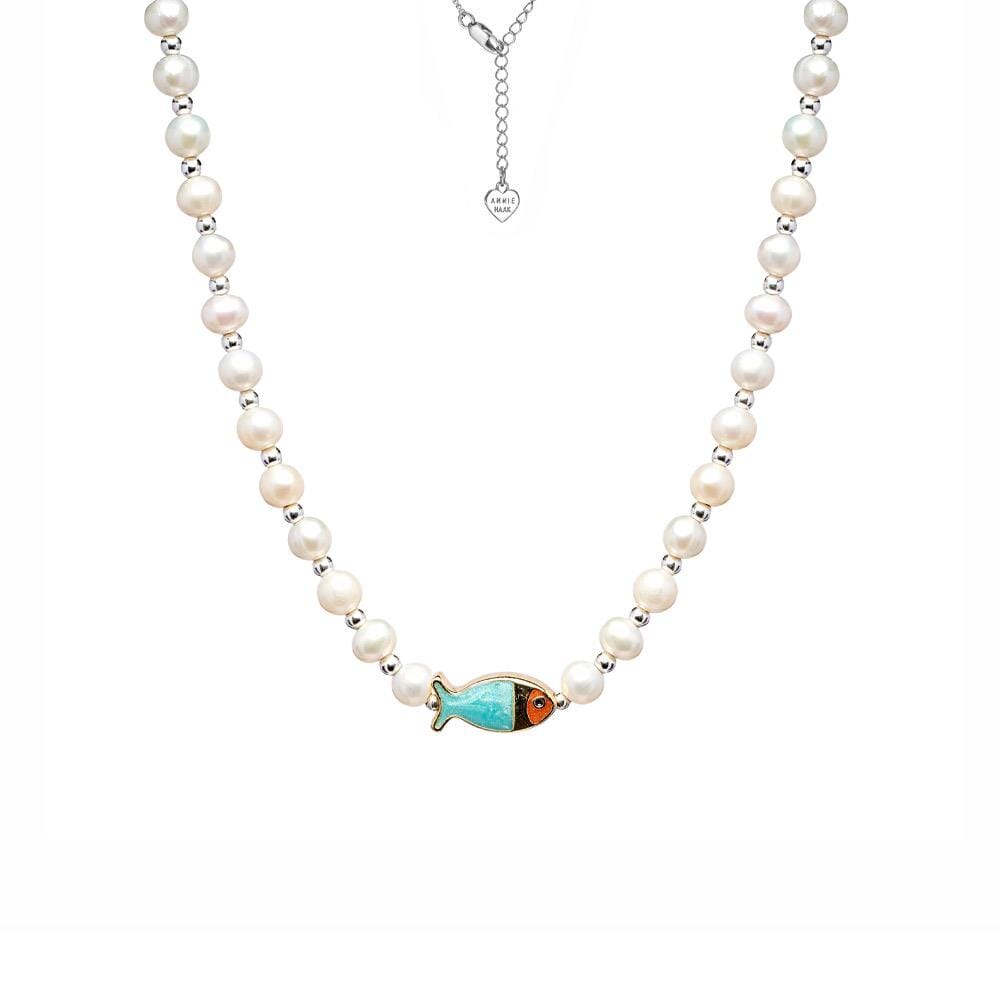 Pisces Fish Blue Pearl Necklace