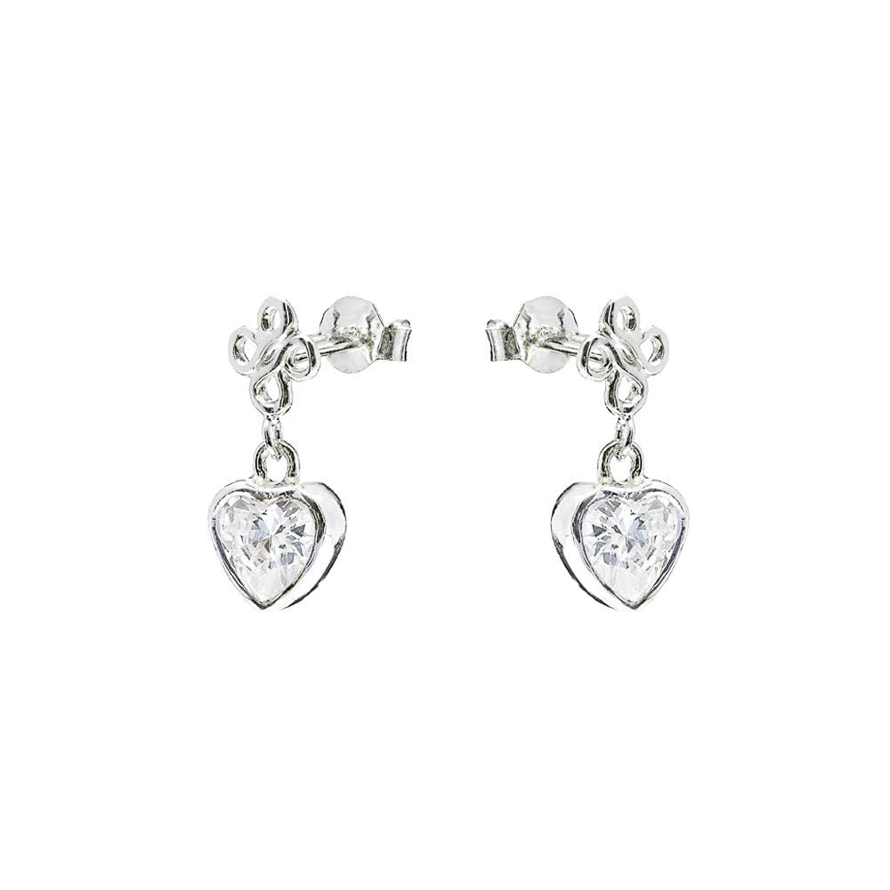 Garland Dangle Heart Silver Earrings