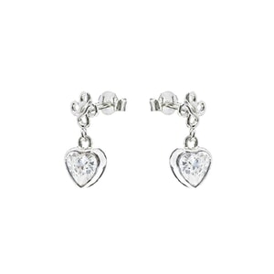 Garland Dangle Heart Silver Earrings