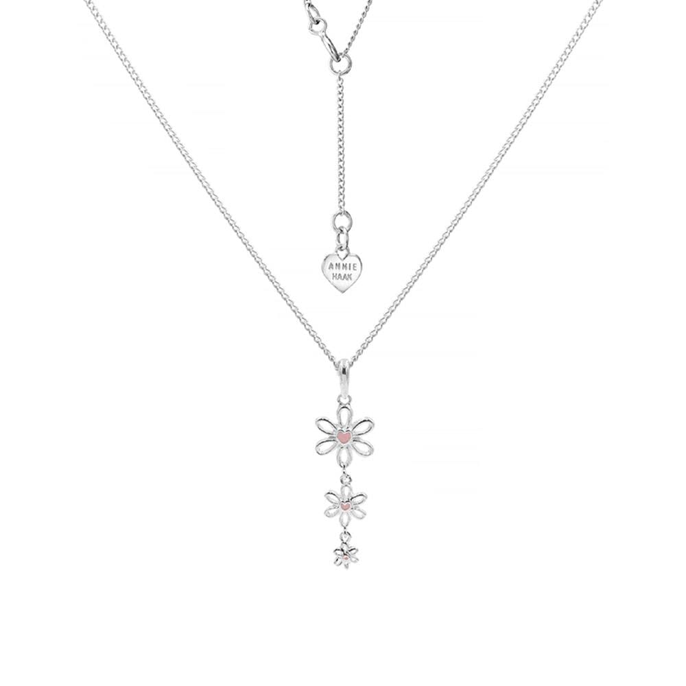 Enamel Flower Heart Silver Necklace – Choice of Colour