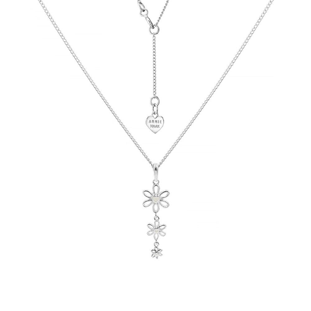Enamel Flower Heart Silver Necklace – Choice of Colour