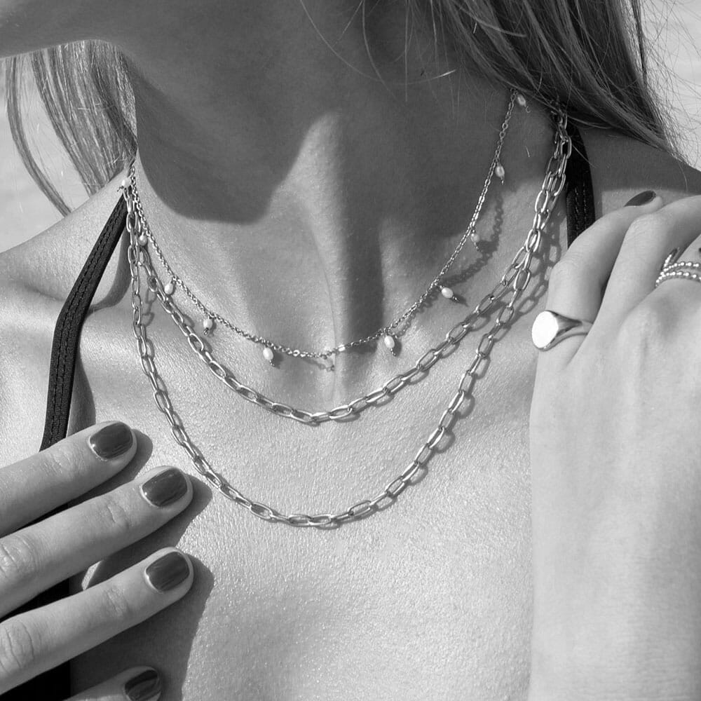 Outlet NU & MII Pearl Drop Silver Necklace
