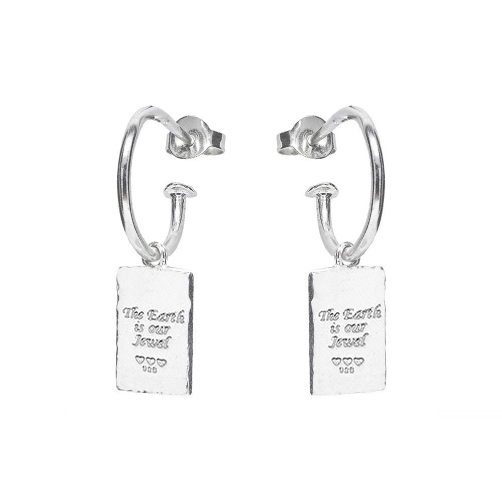 Creation Oblong Hoop Silver Earrings