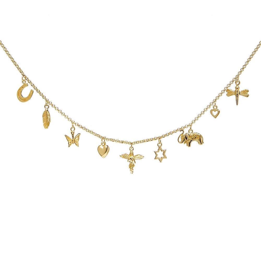 multi charm gold necklace